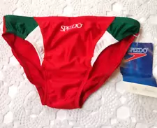 Vintage New Speedo Swim Brief Red White Green 86 CM Men Deadstock NOS Colorful