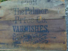 Antique Wooden Shipping Crate Box Palmer Paints Varnishes Shellacs Newark NJ