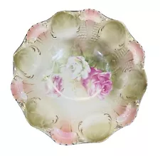 1897-1911 Hand Painted RS Prussia Porcelain Bowl with Rose Pattern is for sale!