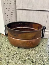 Large Vintage Copper Tub with iron 14 1/4" Long x 11 1/2" wide x 7 5/8" high