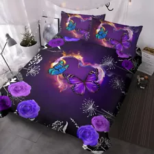 Galaxy Butterfly Bedding Set Duvet Cover Pillowcase for 3Pcs Butterfly Bedspread