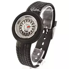 Extremely RARE Men WHEEL Watch For Car Lovers Deluxe Box Tyre Strap SALE