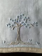 Vintage Marghab Madeira Fingertip Towel Embroidered Jacaranda Tree Blue