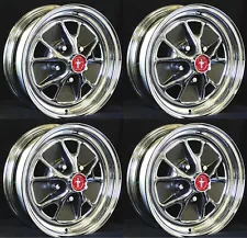 New! Mustang Style Styled Steel GT Wheels 15" x 7" Set of Complete W/ Caps, Nuts