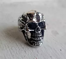 Haunted Doll Active Spirit Negative Cursed Demon Skull Ring Silver