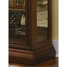 Poplar Wood Sliding-Door Curio in a Rich Brown Finish by Pulaski Furniture