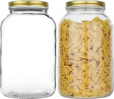 2 Pack - 1 Gallon Glass Mason Jar Wide Mouth with Airtight Metal Lid - Safe...