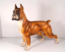 Vintage BOXER Ceramic Dog Statue Figure 11" Tall Detailed Painted Standing