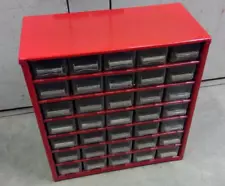 Vintage 35 Drawer Metal Small Parts Storage Organizer Bin RED