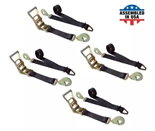 USA 4 Pack 2" x 10' Ratchet Tie Down Axle Strap for Race Car Trailer Car Hauler