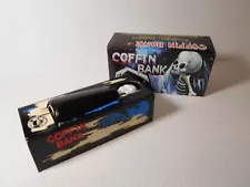 VINTAGE COFFIN WIND UP BANK SKELETON tested works can’t take it w u Halloween