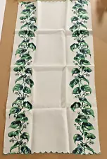 Vintage Ivy Vines Linen Tea Kitchen Towel 32" x 16.5"