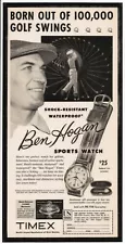 LAMINATED PRINT of a VTG ORIGINAL 1953 Ben Hogan for Timex Wristwatch PRINT AD