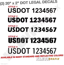 Pair USDOT Number Vinyl Decal Graphics 20" x 2" Semi Truck Sticker US DOT #