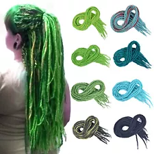 22" Handmade Wool Dreadlocks Double Ended Dreads Extension Green Wool Dreads Loc