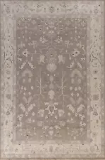 Bohemian Oushak Indian Area Rug Hand-Knotted 10x14 ft for Living Room