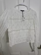 zara white lace blouse medium size