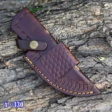 Handmade fixed blade knife leather sheath vertical carry horizontal scout carry