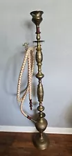 Rare Vintage Solid Brass Hookah 5 Feet Tall Made In India Never Used