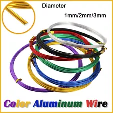 Round Aluminium Model Jewellery Craft Florist Wire Dia 1mm/2mm/3mm Various Color