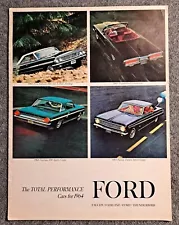 1964 FORD Performance Car Sales Brochure Fairlane Falcon Wagons Thunderbird