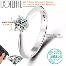 DOTEFFIL D Color 1-3CT Moissanite Ring VVS1 Lab Diamond With GRA Band Jewelry