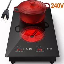 Electric Induction Cooktop 2 Burner Ceramic Glass Stove Top Touch Control