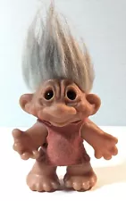 Vintage 1968 Dam Troll Doll Gray Hair in pink Felt 4.5" LN!