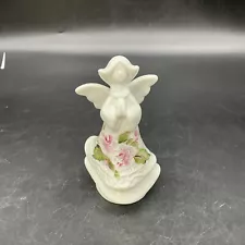 Hand Painted Floral Angel Porcelain Figurine