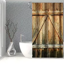 Wooden Doors Shower Curtain Vintage Old Rustic Brown Board Barn Door Farmhouse S