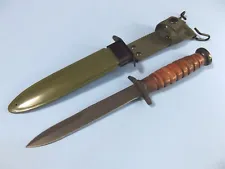 WWII M3 Trench Knife Replica 211133 Stacked Leather dagger 11 5/8" overall NEW!