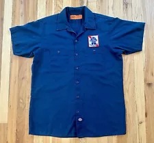 Dickies Men's L Short Sleeve PBR Pabst Blue Ribbon Work Style Button Up Shirt