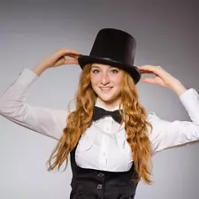 Funny Party Hats Black Top Hat - Victorian Hat for Men - Felt Tuxedo Costume Hat