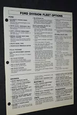 1977 FORD DIVISION FLEET OPTIONS POLICE PACKAGE ORIGINAL DEALER ONLY SALES SHEET (For: Ford Pinto)