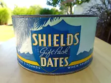 VINTAGE SHIELDS DATES "GIFT PACK" (3) POUND CARDBOARD/METAL TIN! NICE GRAPHIC'S!