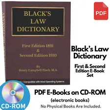 BLACK'S LAW DICTIONARY, 1st Edition 1891 and 2nd Edition 1910 Law Book on CD-ROM