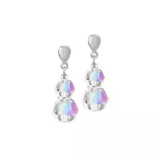 Echo Aurora Borealis Austrian Crystal Silver Tone Drop Clip On Earrings