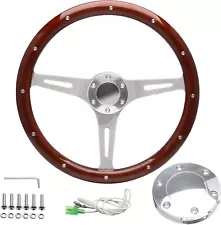 15" Classic Wood Grain Steering Wheel Riveted Light Wood Grip Universal Automoti