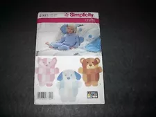 Simplicity Pattern 4993 Adorable Rag Quilts / Wall Hanging Cat, Bear, Dog Unc