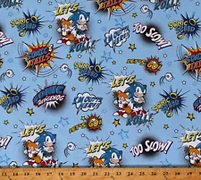 Cotton Sonic the Hedgehog Characters Comics Blue Fabric Print by Yard D187.07