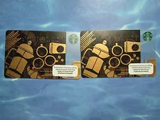 New for Sales - Starbucks Card Black Braille Fall Gold coffee ( total 2 cards )