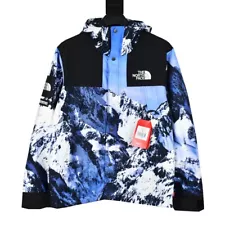 The North Face X SUPREME Mountain Parka Jacket Blue & White Size L. Brand New!