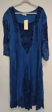 NWT HOLY CLOTHING Blue Maxi Dress Size 3X Festival Renaissance Medieval Boho