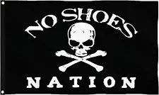 No-Shoes-Nation Flag, Black/White, 12X18 Inches, Double-Sided, Polyester, for Ca