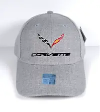Corvette Hat / Cap - Grey with Black Red Flag Grille Emblem NEW with Tags