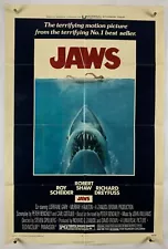 JAWS Movie Poster (Fine+) One Sheet 1975 Great White Shark Horror Spielberg