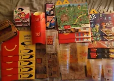 55 pc lot: McDonald's/WcDonald's: 6x Sauces, Cups, Happy Meals Toys, Pokemon