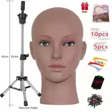 Mannequin Head With Tripod For Practice Making Wig Hats Glasses Display Stand