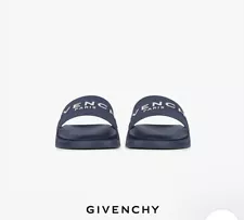 Givenchy Women's Sandal Logo Pool Slides Steel Blue Size 39 Us 8. Run Small.