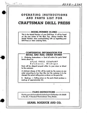 1930s Craftsman 101.03621 15" Bench Drill Press Instructions